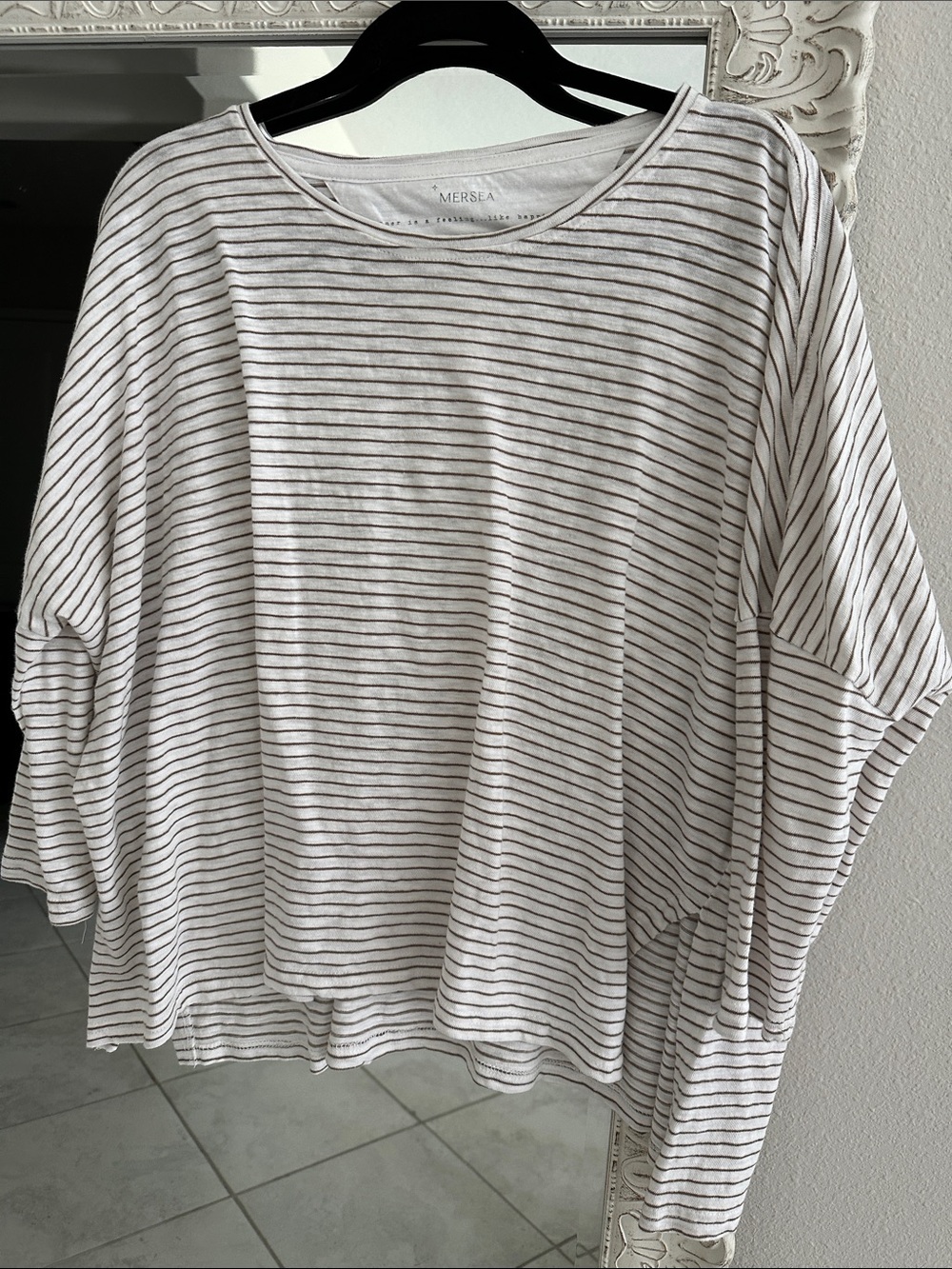Mersea Catalina Slub Tee Taupe Stripes
